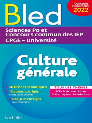 cover image of Bled Supérieur--Culture générale, examens et concours 2022--Ebook epub